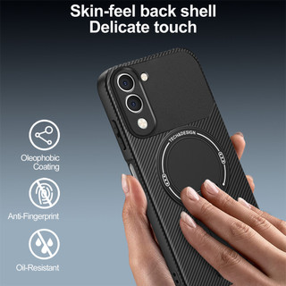Dành Cho Vivo Y04 4G / Y29s 5G Ốp điện thoại Sợi Carbon Kết Cấu Mặt Sau Cứng Từ Tính Có Chân Đế Mềm TPU Cạnh Chống Sốc Mỏng Bao