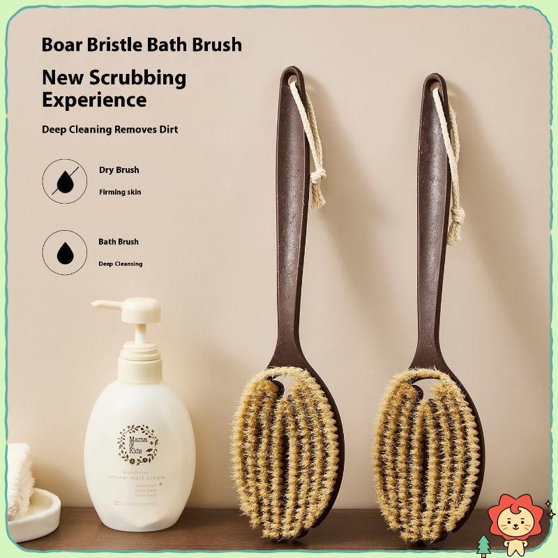 [Jielus] Bàn chải cơ thể Tay cầm dài Tắm tắm Máy chà lưng Boar Lông chải da khô hoàn hảo Cần thiết cho dụng cụ tắm tẩy tế bào chết da