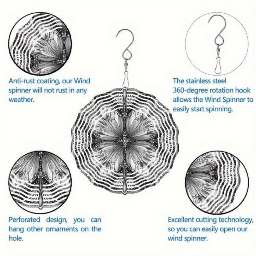 CIFbuy Mandala Chuông Gió Spinner Cho Sân Vườn Sân Trong Nhà Ngoài Trời Tất Cả Các Mùa Trang Trí Kim Loại Vẽ Tay Xoay Quà Tặng