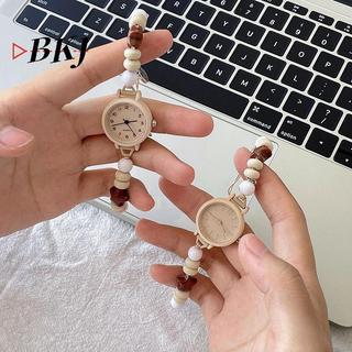 [KJ] Đồng hồ đeo tay thiết kế dệt dân tộc cổ điển thời trang dành cho nữ Cô gái Đồng hồ thạch anh dệt đính cườm dễ thương [Mới]