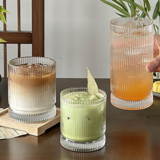 Cốc thủy tinh sọc phong cách Nhật Bản, dùng cho trà, cà phê, nước gia đình KQF9