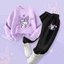 Dễ Thương Kuromi Hoạt Hình Trẻ Em Áo Khoác Bộ Dài Tay Top Jogger Đáy Trang Phục Thường Ngày
