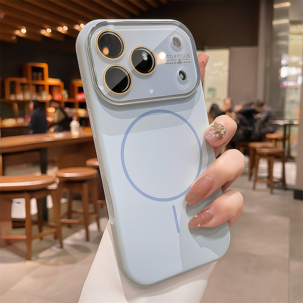 Ốp điện thoại từ tính màu cảm giác da chất lượng cao cho iPhone 17 Pro Max 13 14 15 16 pro max Bao gồm tất cả bảo vệ ống kính máy ảnh vỏ mềm Vỏ bảo vệ vỏ điện thoại