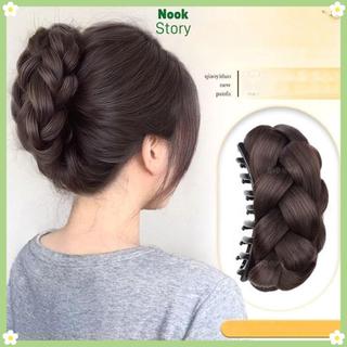 Bộ tóc giả đầu Bun và kẹp móng vuốt tóc tổng hợp màu nâu và đen mượt, phù hợp cho nữ