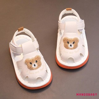 MG-Little Girl Boy Summer Sandals Giày thêu gấu đế mềm chống trượt cho bữa tiệc đi học ngoài trời