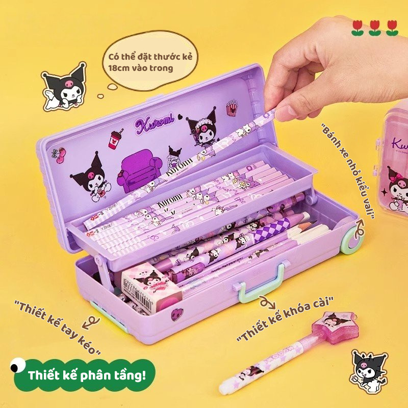 Hộp đựng bút xe đẩy in họa tiết hoạt hình độc đáo, đa chức năng, ngăn chứa rộng cho bé, hàng mới chất lượng cao