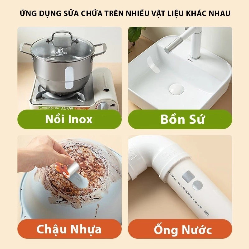 1 Bộ Miếng Dán Sửa Chữa Lỗ Nồi Chống Thấm Nước Chịu Nhiệt Độ Cao Tiện Dụng