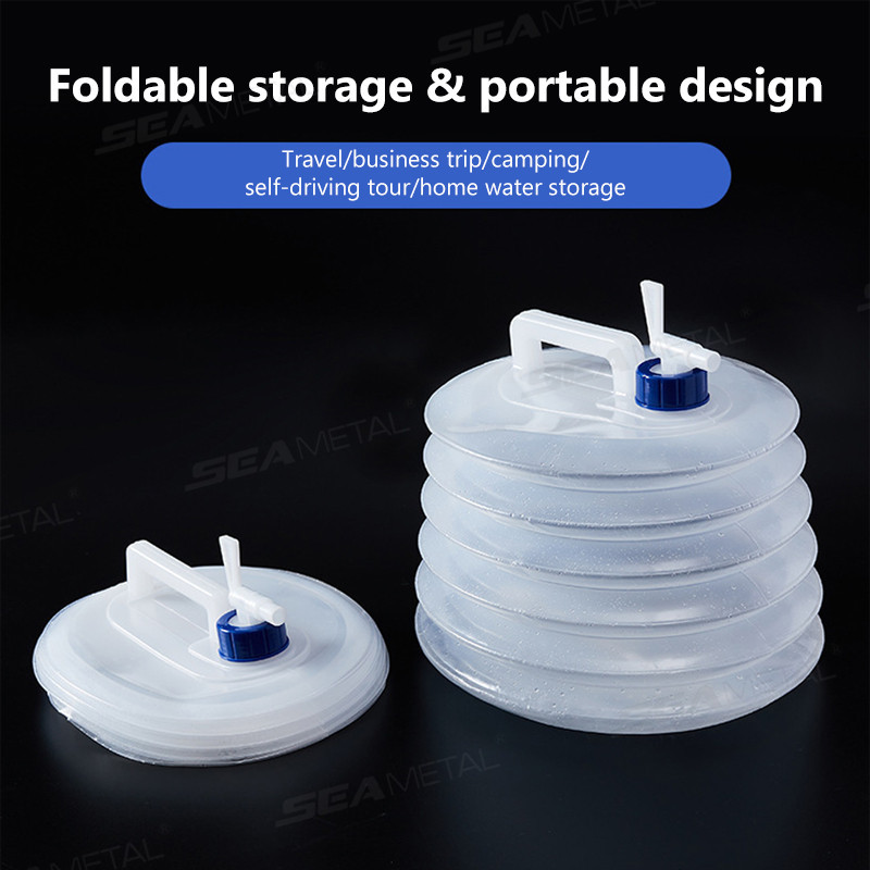 SEAMETAL 5/10/15L Xô có thể gập lại ngoài trời Túi nước có thể gập lại Lưu trữ nước sinh tồn Hộp đựng nước di động Trại