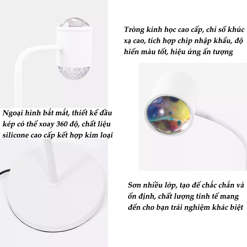 Đèn Sóng Nước & Hoàng Hôn 2in1 - Tạo Hiệu Ứng Ánh Sáng Lãng Mạn, Lý Tưởng Trang Trí Phòng, Livestream & Chụp Ảnh