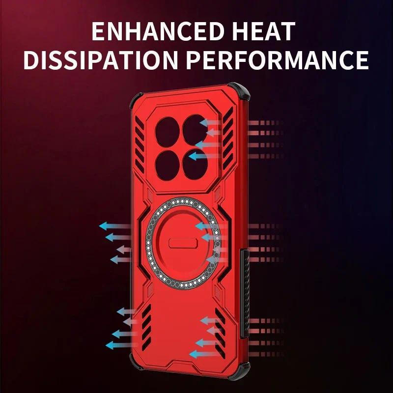 Vỏ giáp chống sốc sang trọng cho Redmi Note 15 Pro Plus 15Pro + 5G 4G 2026 Vỏ tản nhiệt từ tính Sạc không dây Vỏ chống sốc cho Note15Pro Vỏ bảo vệ cản cứng