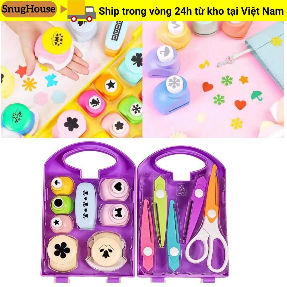 SNUGHOUSE Bộ hình đục lỗ thủ công dành cho trẻ em, có hộp lưu trữ Bộ thủ công DIY Kích thước nhỏ, các dự án DIY bằng nhựa Máy cắt hình dạng thủ công cho trẻ em từ sáu tuổi trở lên