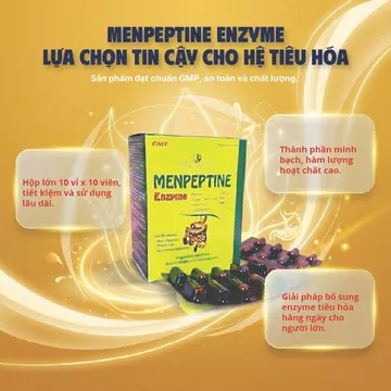 Menpeptine Men Tiêu Hóa Giảm Đầy Hơi Khó Tiêu Chướng Bụng Ợ Hơi Ăn Không Tiêu Hệ Đa Enzyme Papain Pepsin Chính Hãng