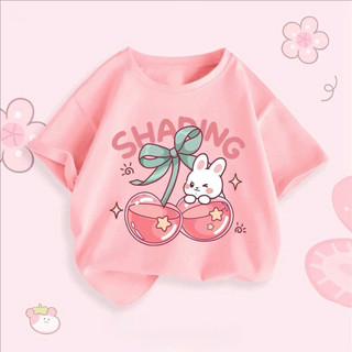 Áo thun cổ tròn thoải mái, in hình hoạt hình một mặt dành cho bé gái, thích hợp mặc ngoài trời.