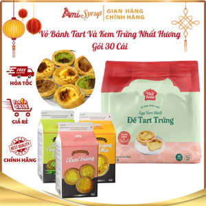 COMBO Vỏ Bánh Tart Gói 30 Cái Và Kem Trứng Nhất Hương 500g Thơm Ngon Tiện Lợi Có Đế Nhôm