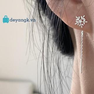 Deyangk - Bông tai dây xích hình bông tuyết, đơn giản và thanh lịch, phù hợp với xu hướng thời trang Hàn Quốc cho mùa đông