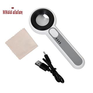 Kính lúp phóng đại chiếu sáng cầm tay 60X cầm tay với 8 đèn LED hỗ trợ đọc sách cho người cao tuổi
