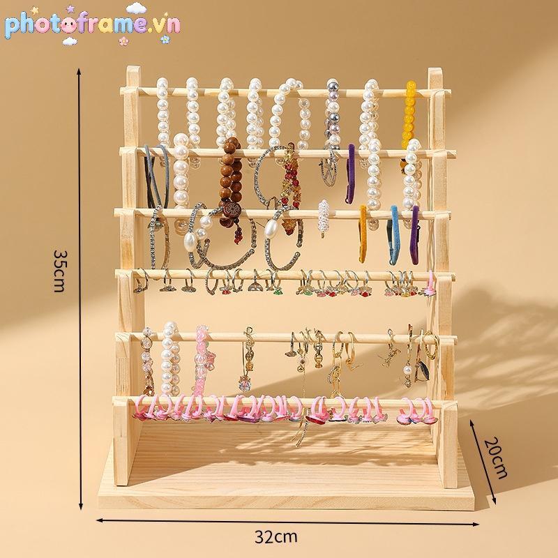 Khung Ảnh Bằng Gỗ Lưu Trữ Ra Hiển Thị Đứng 2 Lớp Sử Dụng Nhà Phụ Kiện Tóc Trang Sức Mũ Triển Lãm Ra Trang Sức Lưu Trữ VN