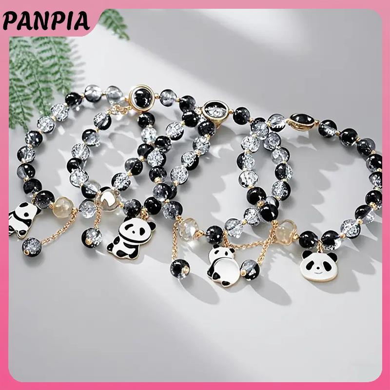 Vòng tay gấu trúc handmade charm hạt màu trắng và đen - Trang sức thời trang độc đáo cho nữ