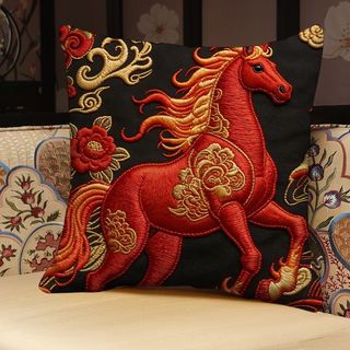 Cema Pentium Gối Năm Ngựa Hoa Phẳng Gối Trang Trí Năm Mới Đệm Phòng Khách Sofa Gối Đầu Giường 26.1.28
