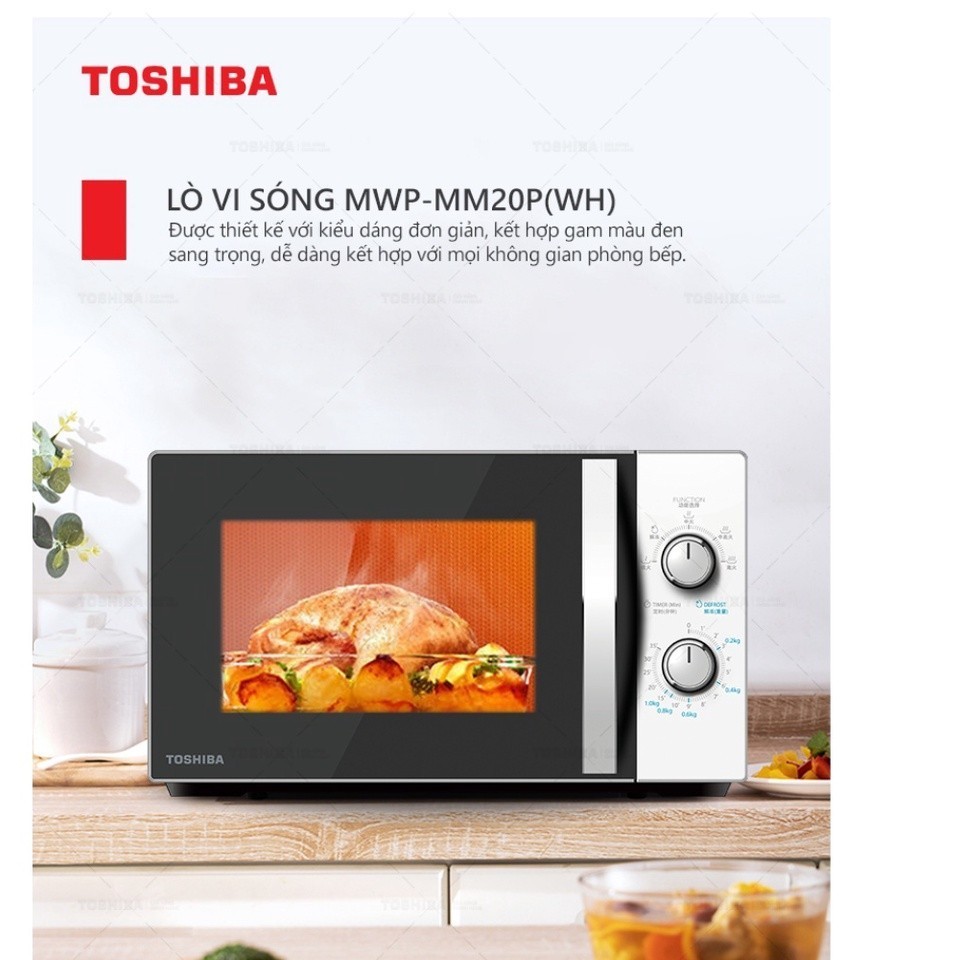 [KOL/KOC] Lò vi sóng Toshiba MWP-MM20P(W) 20L - 5 mức công suất - Bảo hành chính hãng 12 tháng