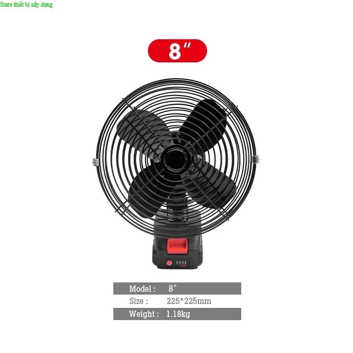 Quạt Pin Tích Điện MAKITA, Quạt Chạy Pin Tích Điện 8 Inch Để Bàn , Làm Mát Cực Nhanh, (quạt đen ), Store thiết bị