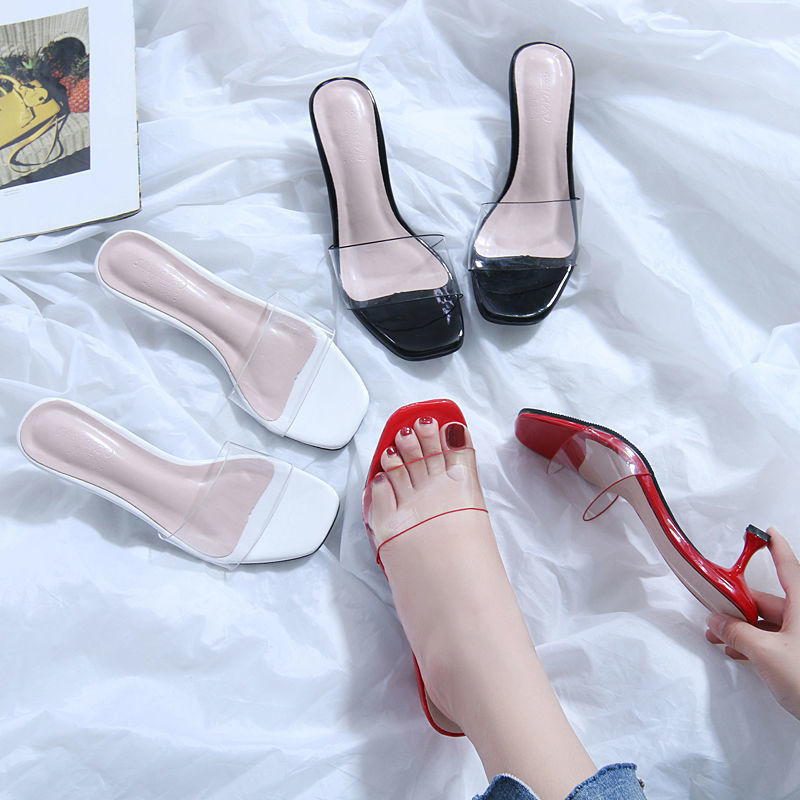 3 Màu Size Lớn 30-45 Dép Trong Suốt Nữ Mặc Bên Ngoài Dày Gót Dép Dép Mùa Hè Chống Trơn Trượt Thoải Mái Dép 6B98