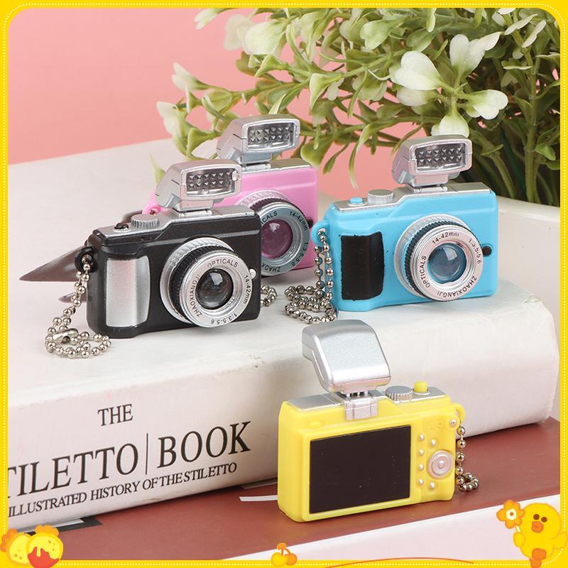 Máy Ảnh Kỹ Thuật Số Mini Mẫu 1: 12 Nhà Búp Bê Camera LED Flash Móc Khóa Trang Trí Đồ Chơi Không