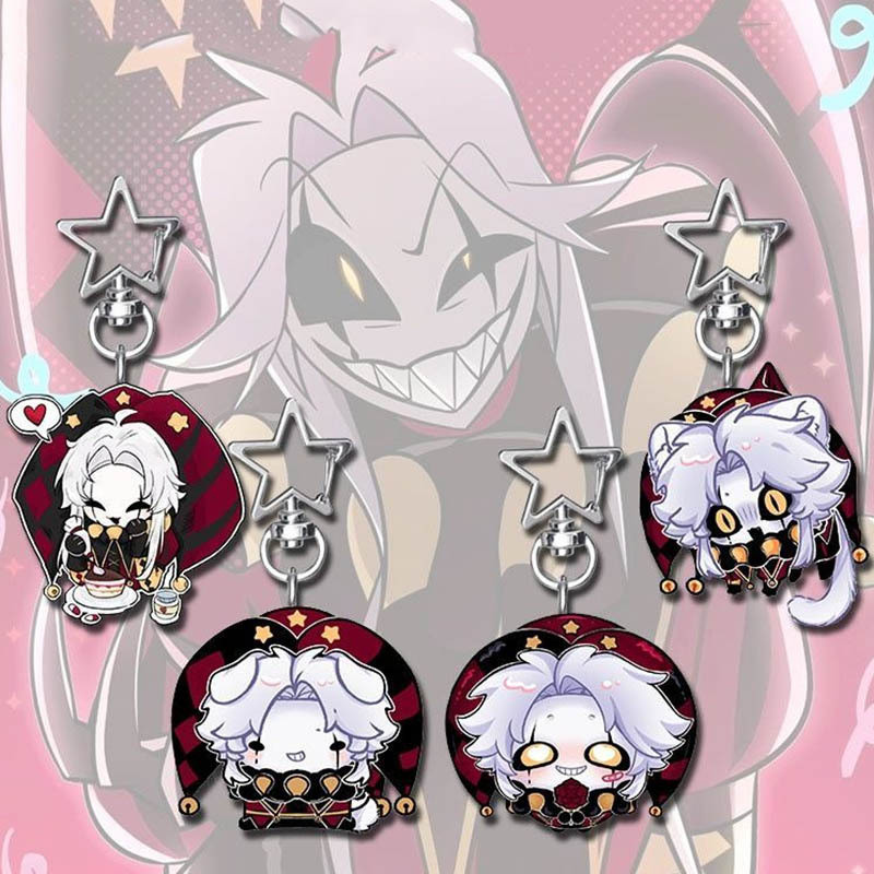 Game The Freak Circus Pierrot Cosplay Keychain Kawaii Acrylic Joker Clown Pendant Keyring Key Chain Bag