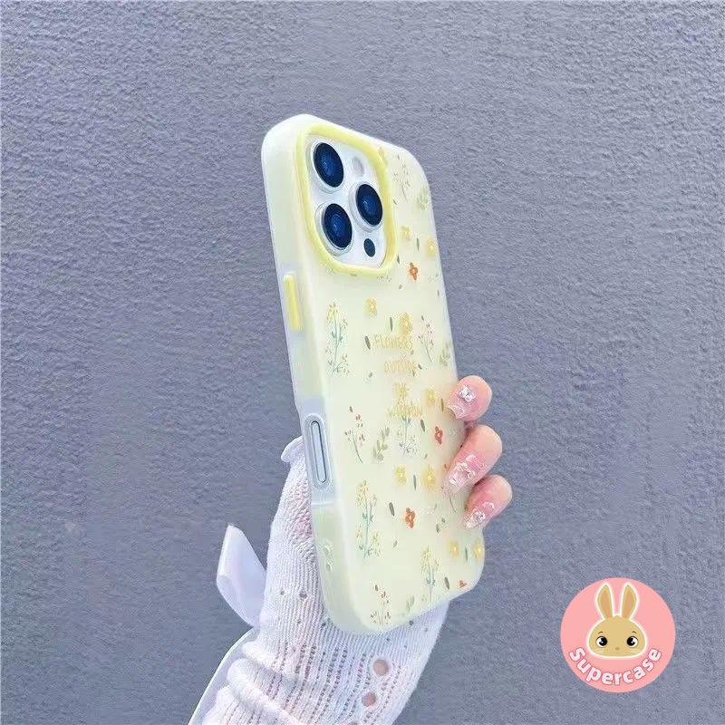 Ins Style Hoa Vàng 2 Trong 1 Ốp lưng Xiaomi 17 Pro Max 15T Pro 14T Pro Mi 11 Lite 4G 5G Vỏ Màu Kẹo Dễ Thương Matte Ốp Lưng