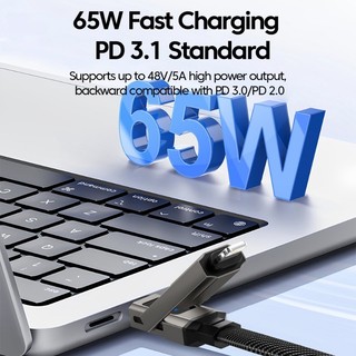 Cáp 4 trong 1 Elough 65W sạc nhanh USB-A/C cho điện thoại, dây dữ liệu có móc khóa