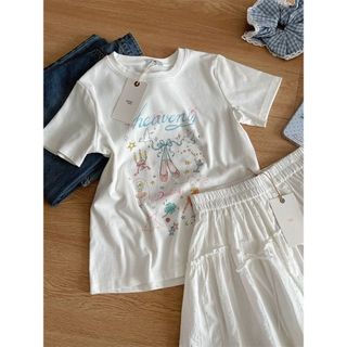 Áo thun nữ cổ tròn 100% cotton, in hình hoạt hình