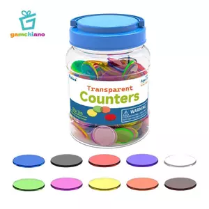 Gamchiano 300 Chiếc Đếm Chip Trong Suốt Quầy Để Bàn Tay Nhỏ Phân Loại Các Loại Màu Sắc Với Bình Di Động Trò Chơi Giáo Dục Trẻ Em