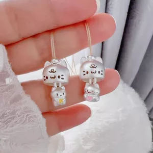 Peekaboo Vòng Cổ Nữ Hoạt Hình Dễ Thương Vòng Cổ Phương Pháp Cổ Mặt Dây Chuyền Bạc Cặp Đôi Vòng Cổ Bạn Gái Quà Tặng Ngày Lễ Tình Nhân