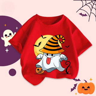 Áo thun in hình Halloween dễ thương dành cho bé trai, chỉ in một mặt.