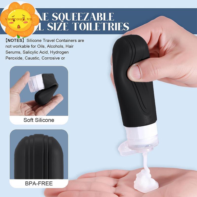VASTJI 90ml / bộ Silicone Du Lịch Mỹ Phẩm Chai Đựng Rỗng Bóp Chai Chống Rò Rỉ Đổ Lại Cho Dầu Gội Dầu Xả Lotion VN