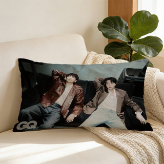 Vỏ gối hình chữ nhật bằng vải Polyester in một mặt Pop Boy Band Hàn Quốc, Vỏ gối ném, Trang trí nội thất, Quà tặng cho bạn bè và gia đình (Không bao gồm chèn gối).