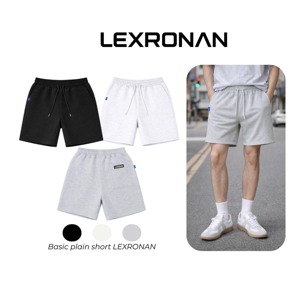 Quần Short Trơn Nam Nữ LEXRONAN – Đùi Tag Sau Cao Su, Lưng Thun Co Giãn, Form Trên Gối, Mặc Mát #QD04