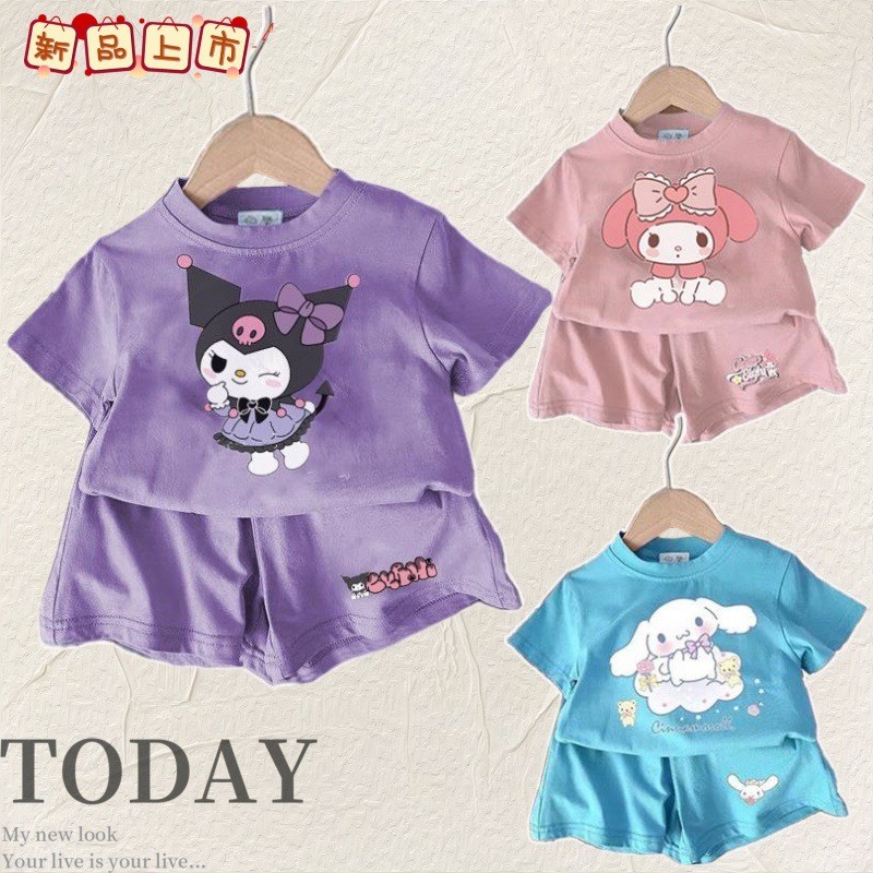 Áo thun hoạt hình hợp thời trang mùa hè Kuro Merlot Quế Bé trai Bé gái Áo trẻ em 90-140 Size 7W7R
