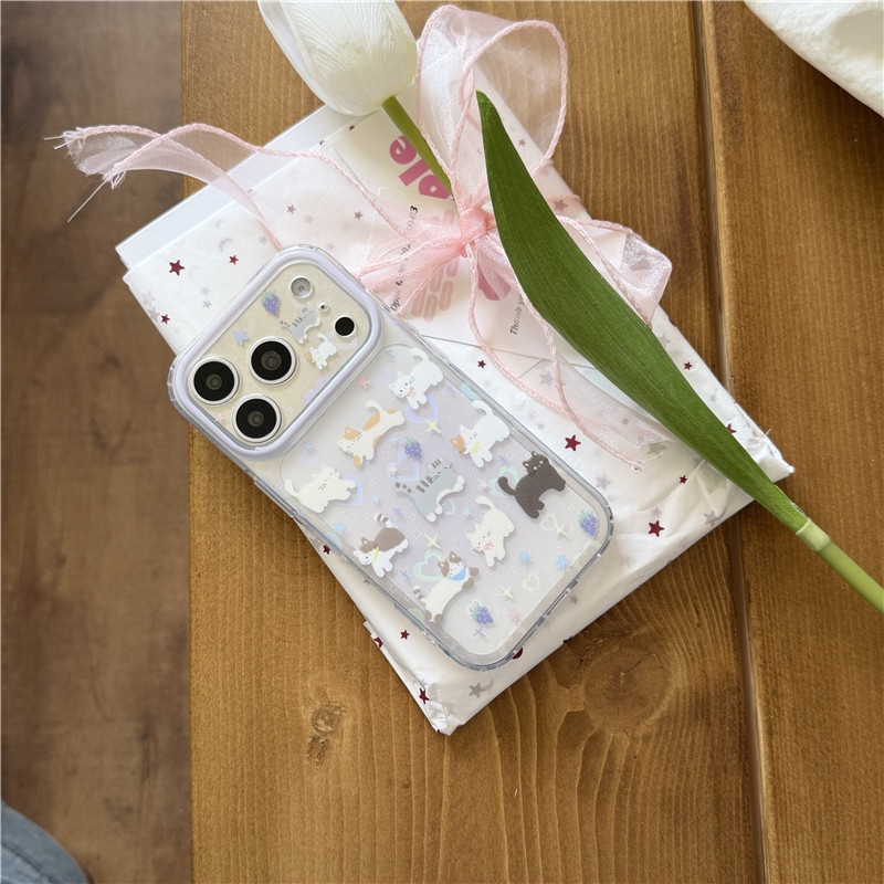 IPhone 17 Pro max 16 Pro max Laser Hearted Cat pattern Chất liệu TPU Vỏ điện thoại xử lý IMD
