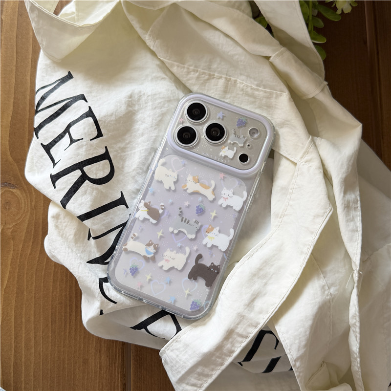 IPhone 17 Pro max 16 Pro max Laser Hearted Cat pattern Chất liệu TPU Vỏ điện thoại xử lý IMD