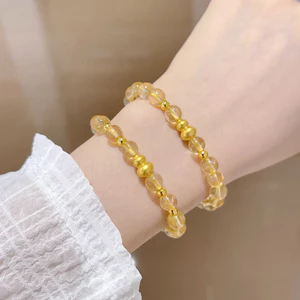 Vòng tay thạch anh tự nhiên citrine thiết kế niche cao cấp feelgolden rutilated thạch anh vòng tay may mắnRamadan