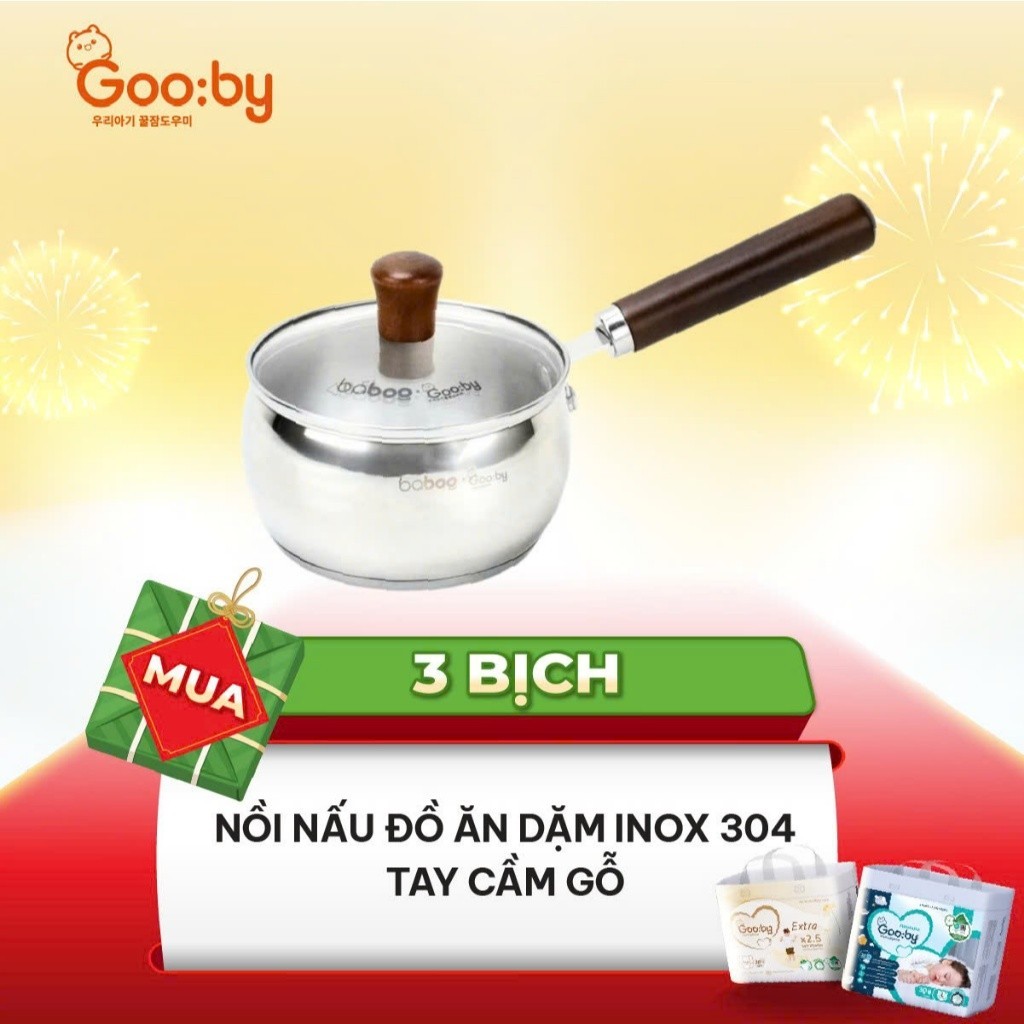 ✅ Nồi Quánh Nấu Bột Cho Bé Gooby Baboo Chính Hãng - Inox 304 Đáy 3 Lớp, Dùng Được Cho Bếp Từ