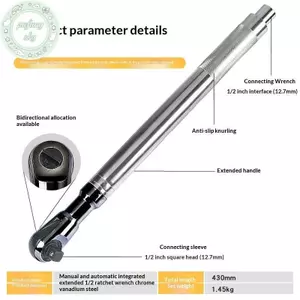 PUSKY 1 Cái Điều Chỉnh Góc Căn Chỉnh Bốn Bánh Điện Nối Dài Cờ Lê Ô Tô 2 Trong 1 Cờ Lê Mở Rộng Ratchet VN
