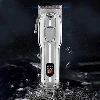 Máy Cắt Tóc Điện Sạc Pin Chuyên Nghiệp, Lưỡi Cắt Kim Loại, Màn Hình Hiển Thị Điện, Dành Cho Nam Giới & Salon
