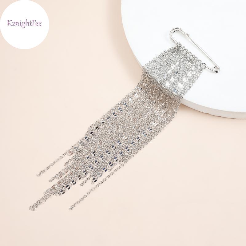 K2nightFee Thời Trang Phóng Đại Kim Loại Dây Xích sel Dây Xích Pin Trâm Dành Cho Nữ Mới Thoáng Mát Phù Hợp Với Áo Sơ Mi Charm Cố Định Kim Phụ Kiện Trang Sức VN