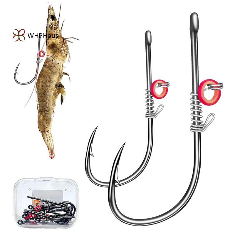 < WHPHous-t > 5 Cái Móc Câu Tôm Sống Grouper Lưỡi Câu Thép Gai Có Lò Xo Cố Định Biển Bass Thép Carbon Lưỡi Câu Sắc Nét 2 / 0#3/0#4/ 0 # Size Đẹp