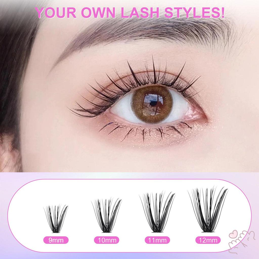 Phần mở rộng cụm lông mi riêng lẻ DIY - Lông mi dài lộn xộn cho vẻ ngoài tự nhiên