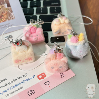 【Chamvn】Dây đeo điện thoại hình bánh kem thú nhồi bông 3D dễ thương, phụ kiện đa năng đáng yêu,thiết kế hoạt hình ngọt