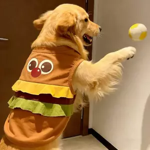 【Ready Stock】 Super Cute Cartoon Hamburger Skin-Friendly Vest Large Dog Golden Retriever Labrador Pet Dog Clothes Spring and Summer ZYHM