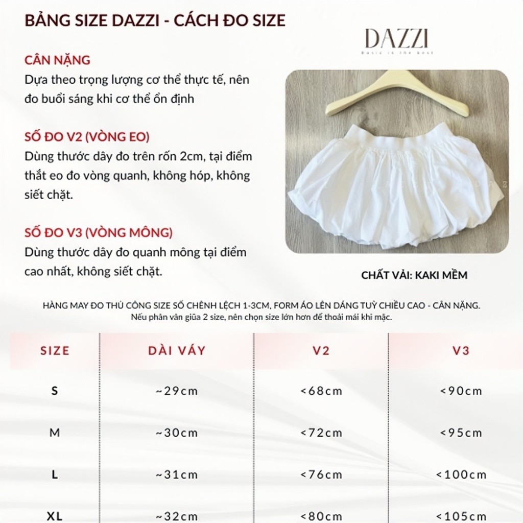Chân váy bí phồng DAZZI form ngắn hack dáng V013234